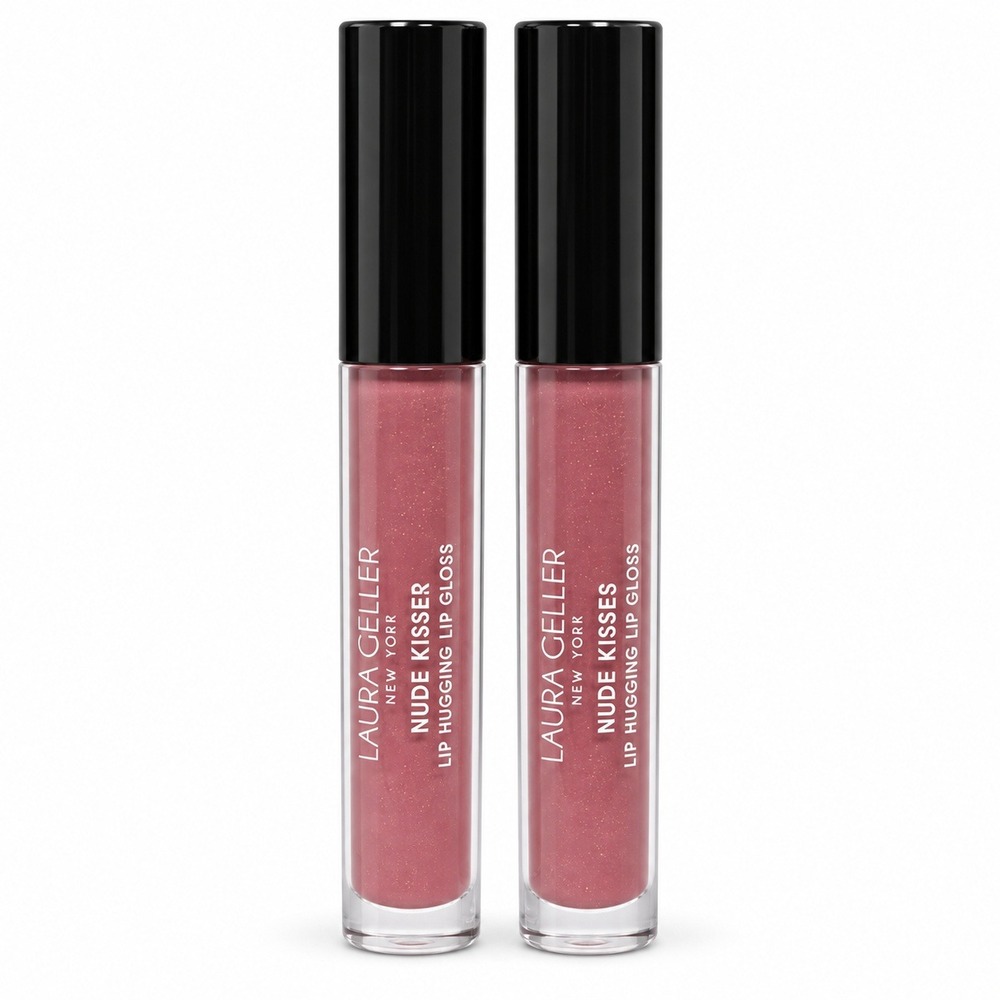 2 x Laura Geller Nude Kisses Lip Hugging Lip Gloss FIRST DATE Pink Mauve Full